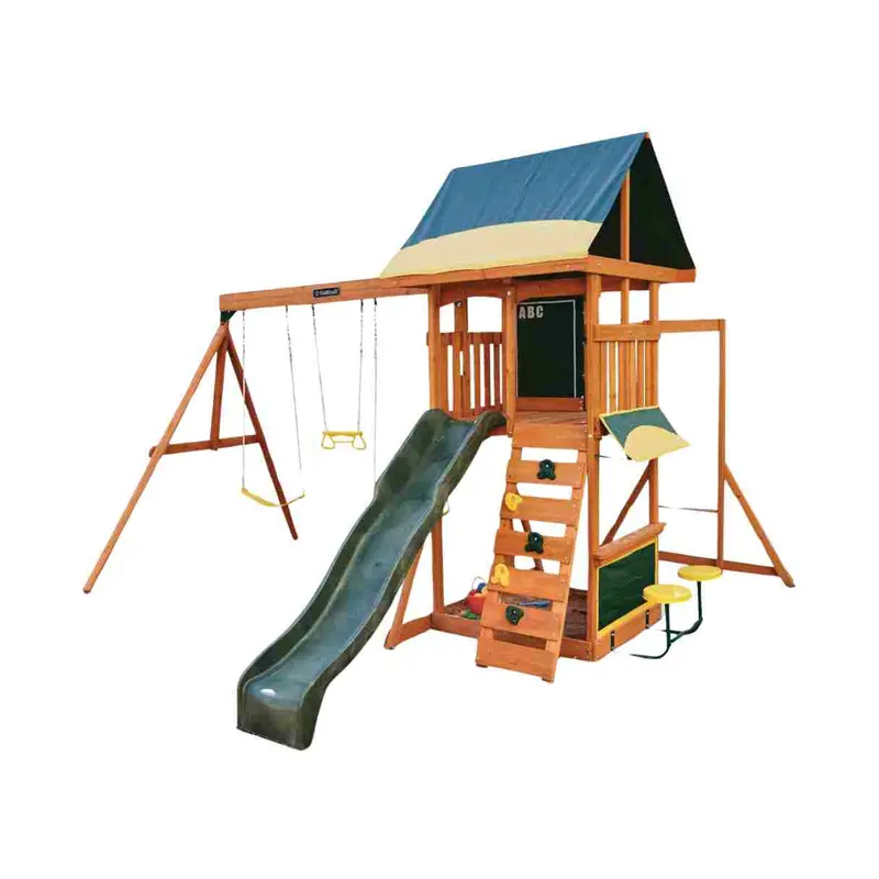 Kidkraft Brightside Wooden Swing Set & Outdoor Playset – Cedar Construction With Slide, Swings, Monkey Bars & Clubhouse – For Up To 9 Kids – Uae Installation Available 1