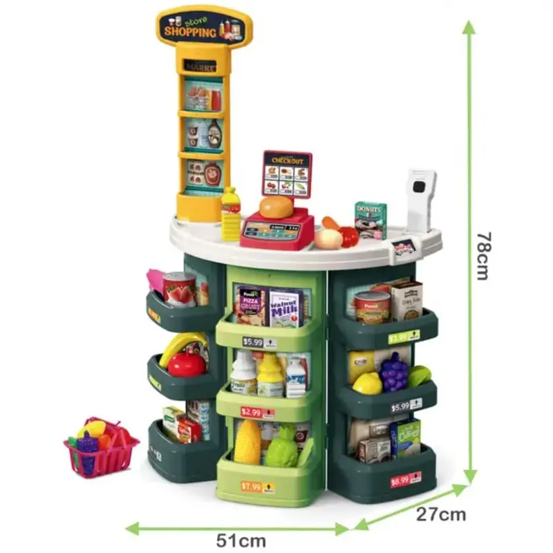 Kids Supermarket Grocery Store Trade Stall Pretend Play Set Toy Scanner 1