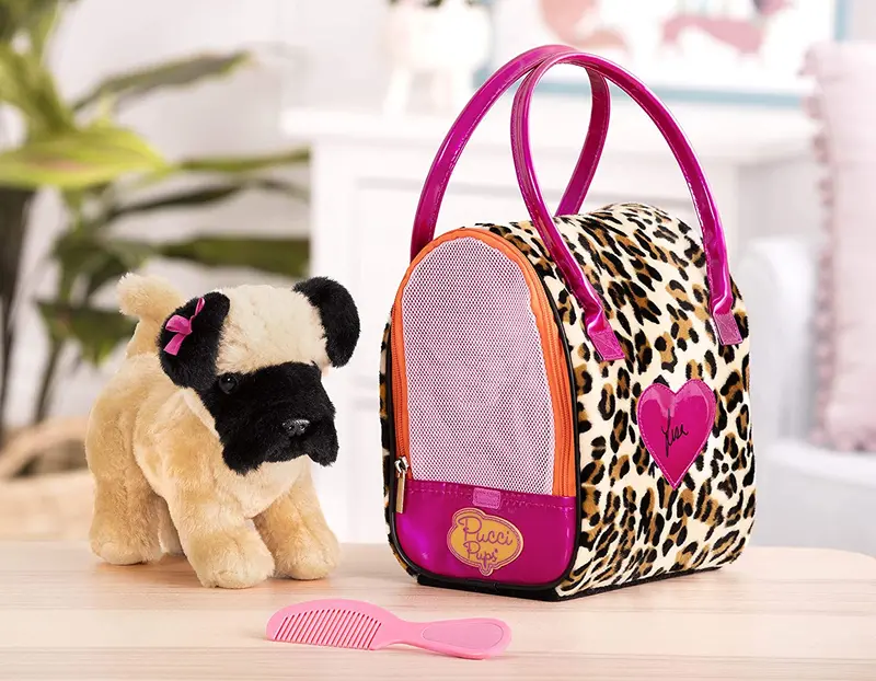Leopard Plush Glam Bag & Pug 1