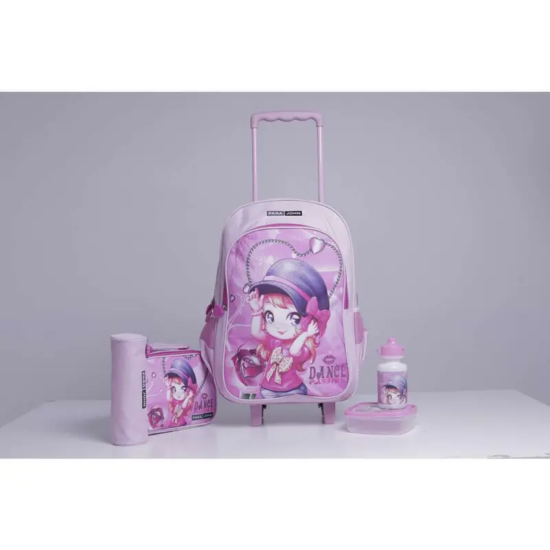 Para John 5 In 1 Wheeled School Backpack Set With Lunch Box, Lunch Bag, Water Bottle, & Pencil Case/ Accessory Pouch 1