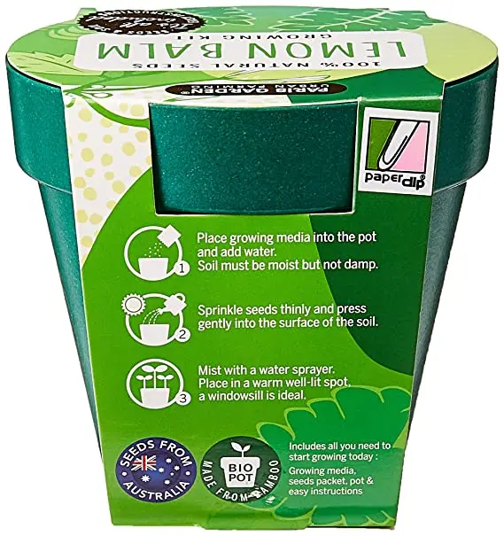 Paris Garden Bio Pot With Planters & Seed Growing Kit - Lemon Balm 1