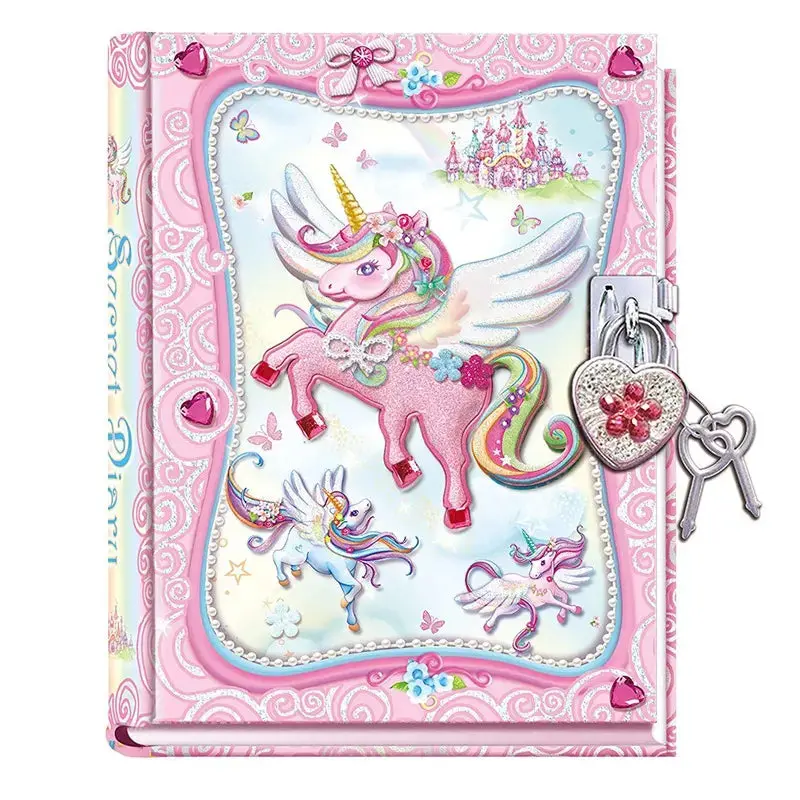 Pecoware Diary Pad With Heart Shaped Lock - Unicorn 1