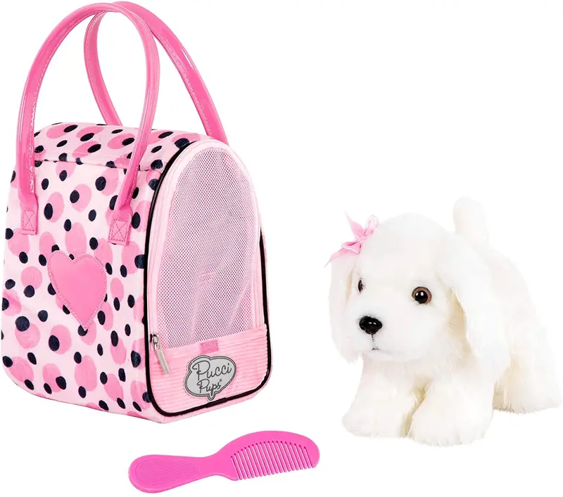 Pink & Black Spot Print Glam Bag W/Maltese 1