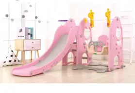 Pink Outdoor Playground - Baby Swing And Slide 1