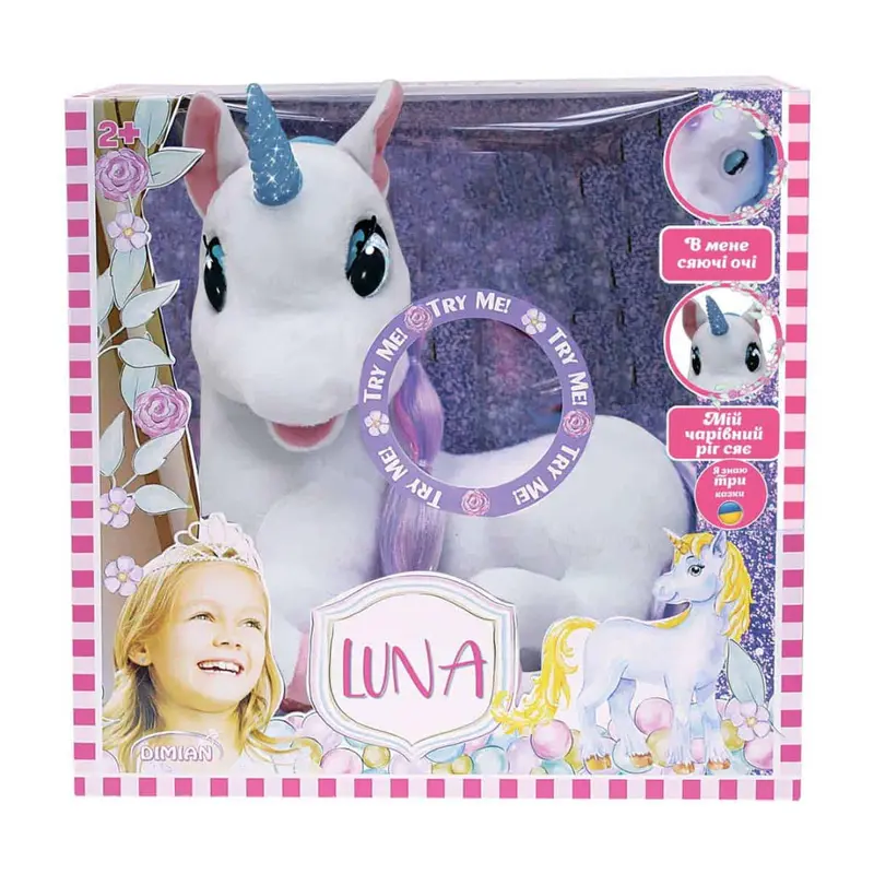 Plush Toy Unicorn Luna With Luminous Horn And Three Fairy Tales In English 1