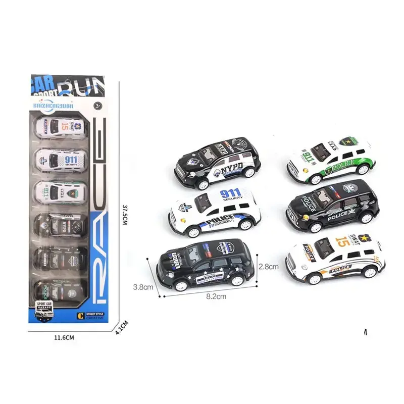 Police Pull Back Alloy Car - 6 Pcs 1