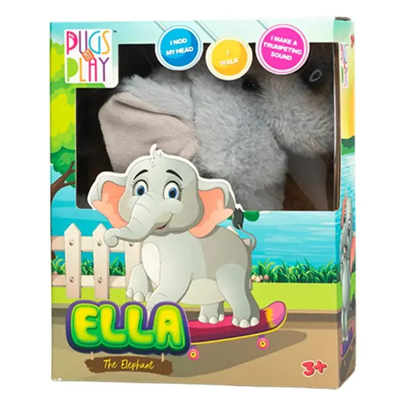Pugs At Play – Ella The Walking Elephant – Grey Kids Animal Toy 1
