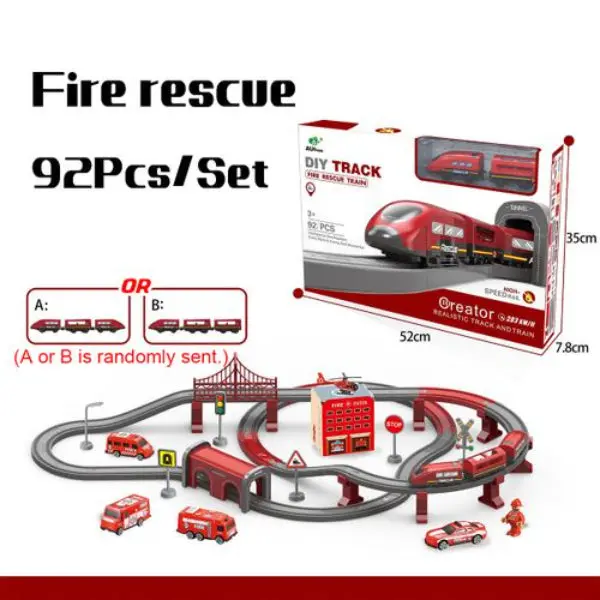 Railway Learning Educational Toys, 66 Pcs Electric Track Accessories Car Set 1