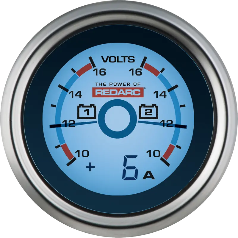 Redarc - Dual Voltage 52Mm Gauge With Optional Current Display - G52-Vva 1