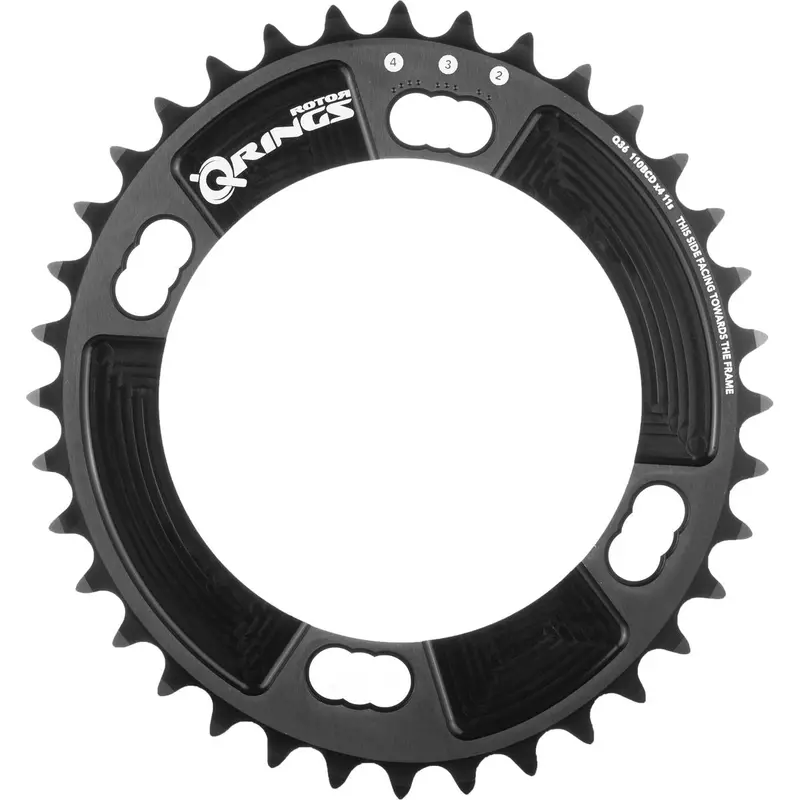 Rotor Q-Ring Shimano Oval Aero Road Chain Ring - Black - 38T 1
