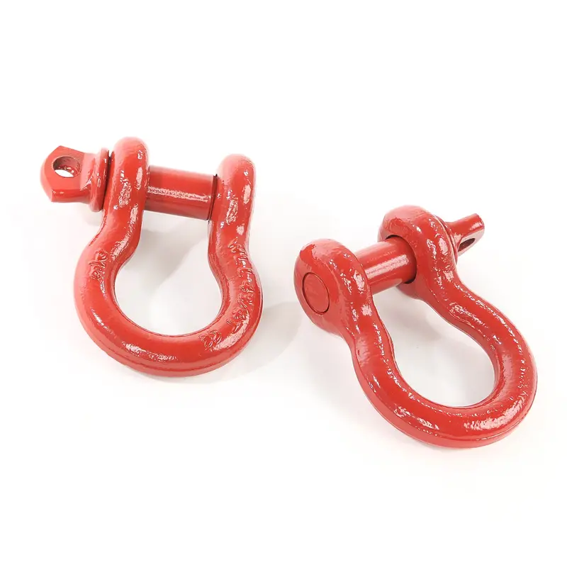 Rugged Ridge - D-Ring Shackles, 3/4-Inch, Red, Steel, Pair - 11235.08 1