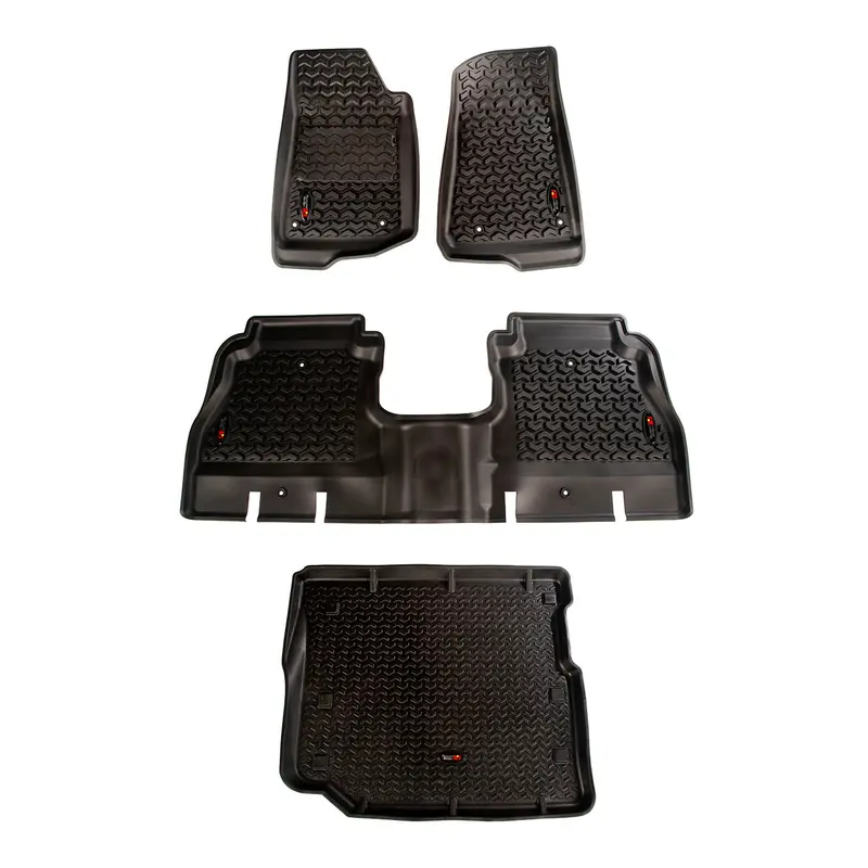Rugged Ridge - Floor Liner, Front/Rear/Cargo; Black, 2018-2020 Jeep Wrangler Jl 4 Dr - 12988.05 1