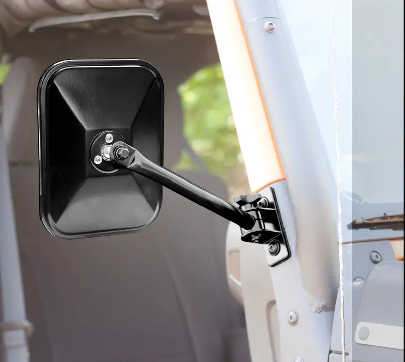 Rugged Ridge - Quick Release Mirrors, Pair, Black, Rectangular; 97-16 Jeep Wrangler - 11025.12 1