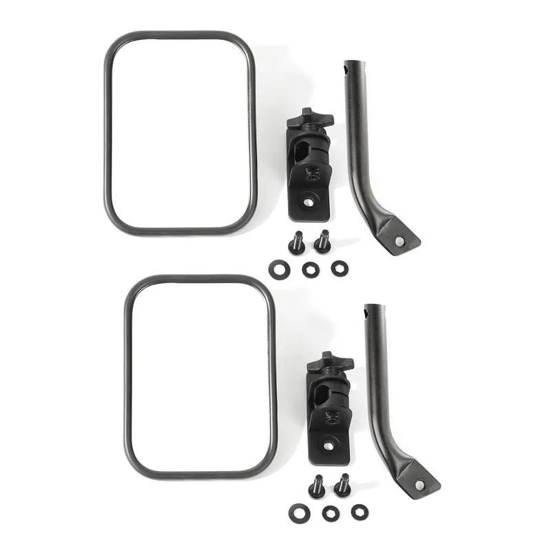 Rugged Ridge - Rugged Ridge 11025.22 Stubby Trail Mirror, Rectangular Pair, Txt Blk; 97-18 Jeep Wrangler Jk - 11025.22 1