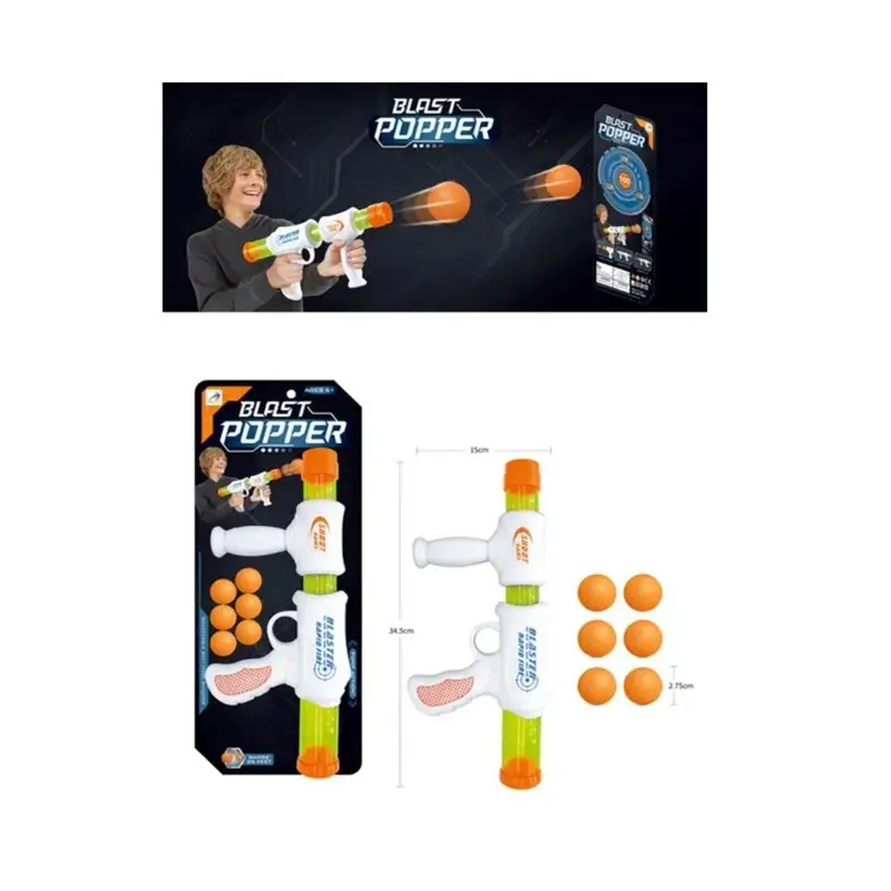 Sam Toys - Power Ejection Gun With 6 Eva Balls, Blast Popper Aerodynamic Gun 1