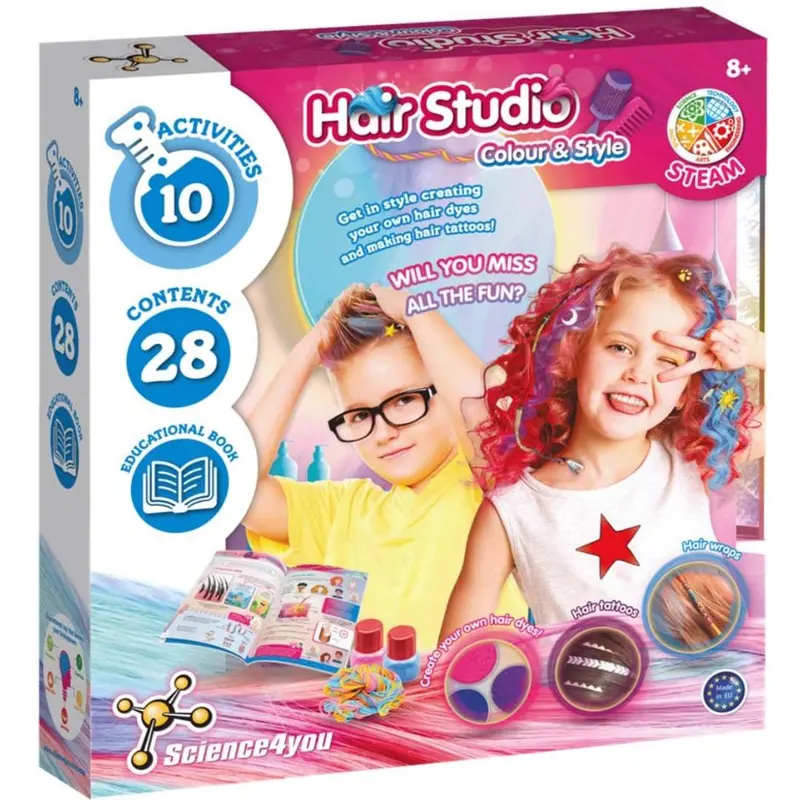 Science4you Hair Studio ,Hair Accessories Gift Set With Temporary Hair Dye For Kids 1