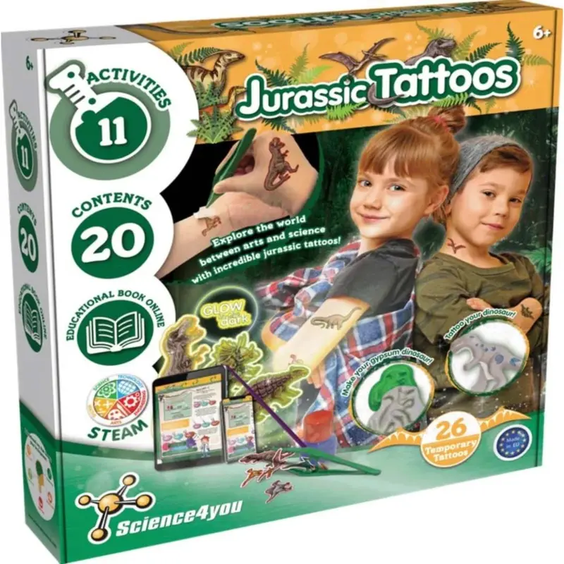 Science4you Jurassic Temporary Tattoos For Kids, Make You Own Dinosaur Tattoos 1