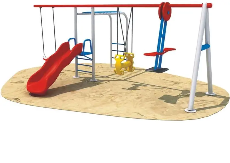 Slide With Monkey Bar And Three Swings 1
