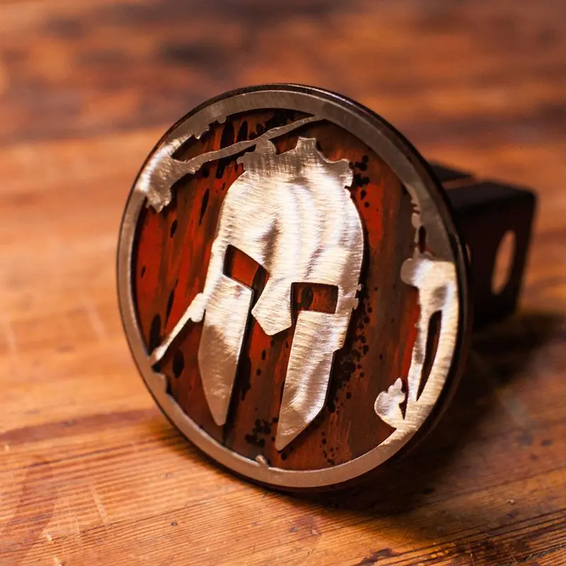 Spartan Helmet Trailer Hitch Cover- Weathered Red 1