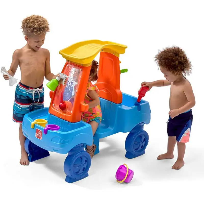 Step2 Car Wash Splash Center, Kids Outdoor Water Table Toy, Pretend Play Car Wash Toy, Activity Toy For Multiple Kids Blue/Orange 1