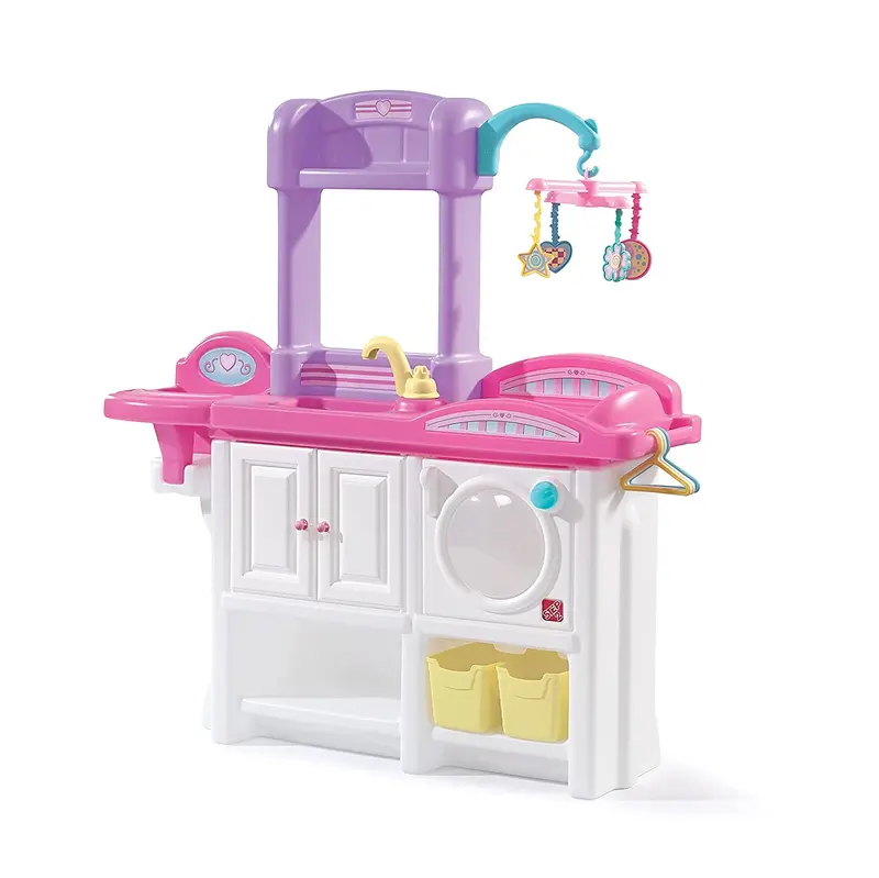 Step2 Love And Care Deluxe Nursery - Pink Purple White ,Dolls, 1 Kitchen Playset, 6 Piece Accessory Set For Kids 1