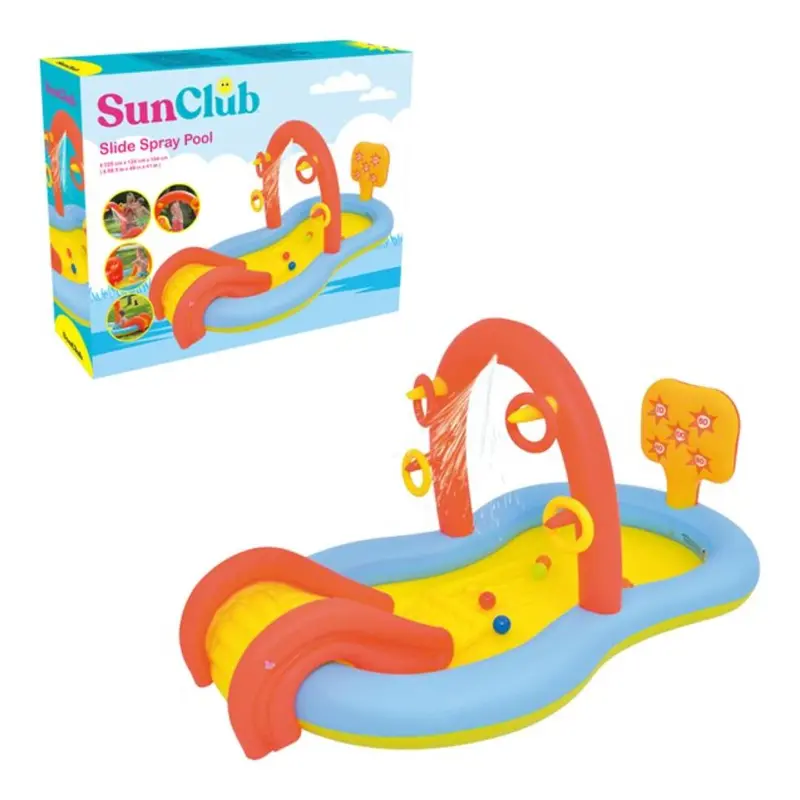 Sun Club Paddling Inflatable Pool With Water Spray & Slide Play 1