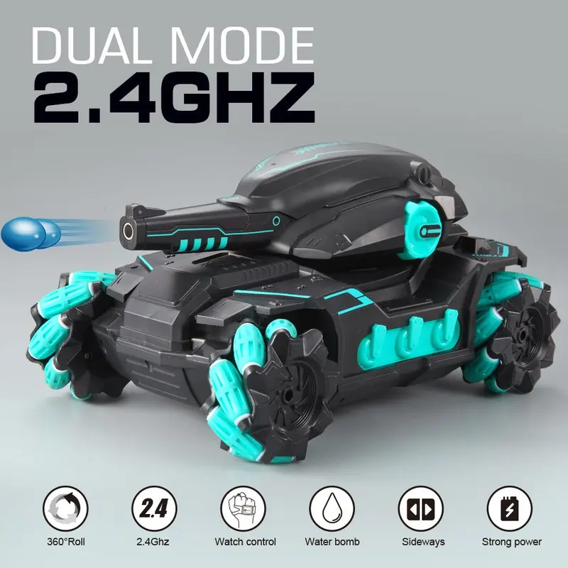 Tank Fight Water Bullet Launch 2.4G Remote Control Car 360 Degree Spin Rc Car 1