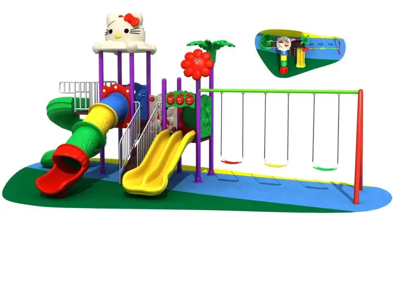 Three Slides And Three Swings Playground 1