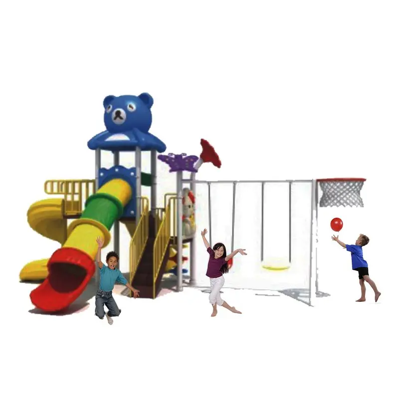 Three Slides And Two Swings With Basket Ball Net Playground 1