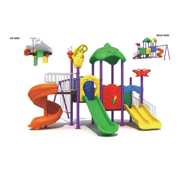 Three Swings And Three Slides Large Playground. 1