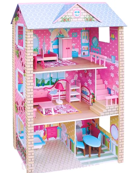 Wooden Doll House With Furniture 1