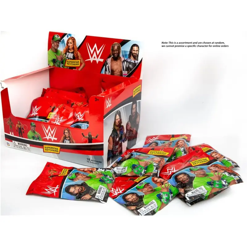 Wwe 3D Figural Wrestling Superstars Keychains Blind Bag, 24 Pcs In Cdu 1