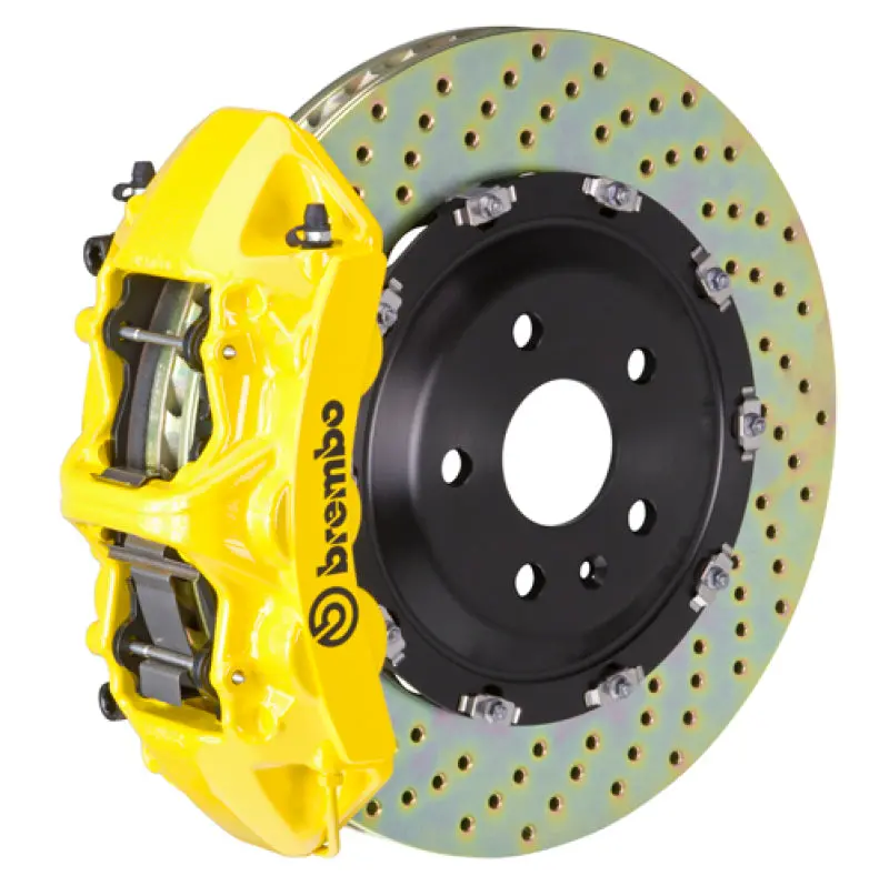 Brembo Gt Big Brake Kit For 2017–2020 Audi Rs3 Sedan – Front 6-Piston Calipers, 380X34Mm Drilled Two-Piece Rotors, Yellow Finish 1