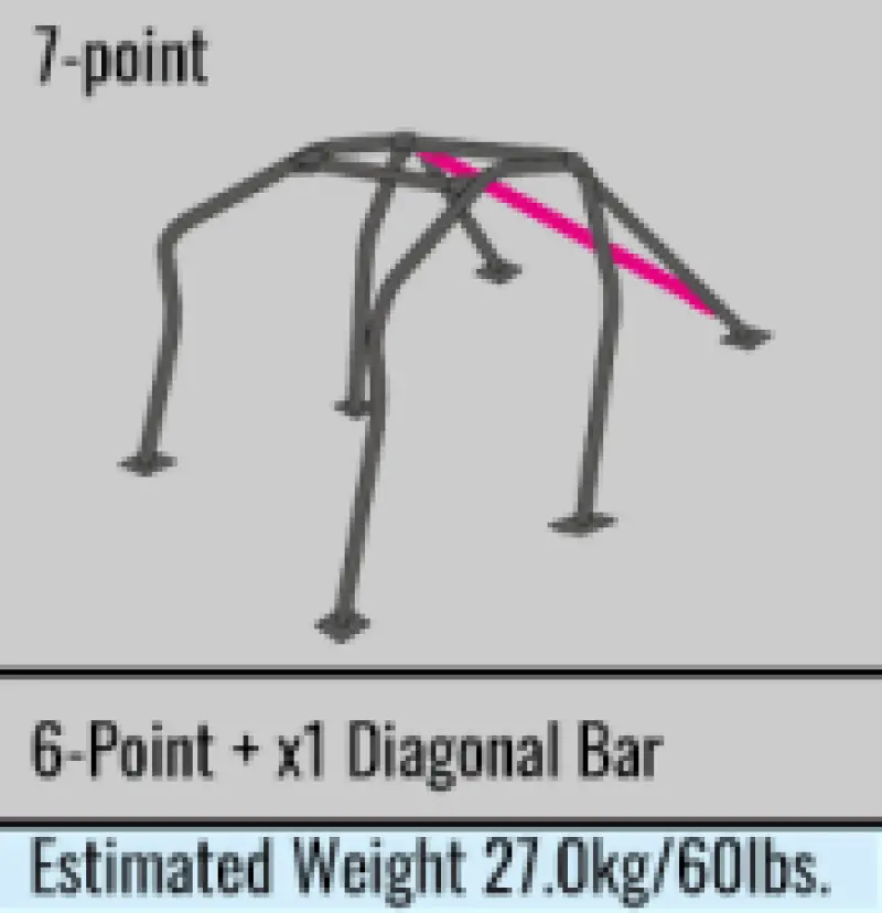 Cusco 7-Point Black Roll Cage For Subaru Sti Grb (2008–2014) – Dash-Escape Design, 2-Seat Configuration 1