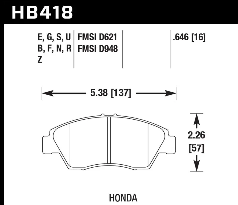 Hawk Hp Plus Street Brake Pads – Front For 2002–2006 Acura Rsx (Non-S), Rear For 2003–2009 Civic Hybrid & 2004–2005 Civic Si 1