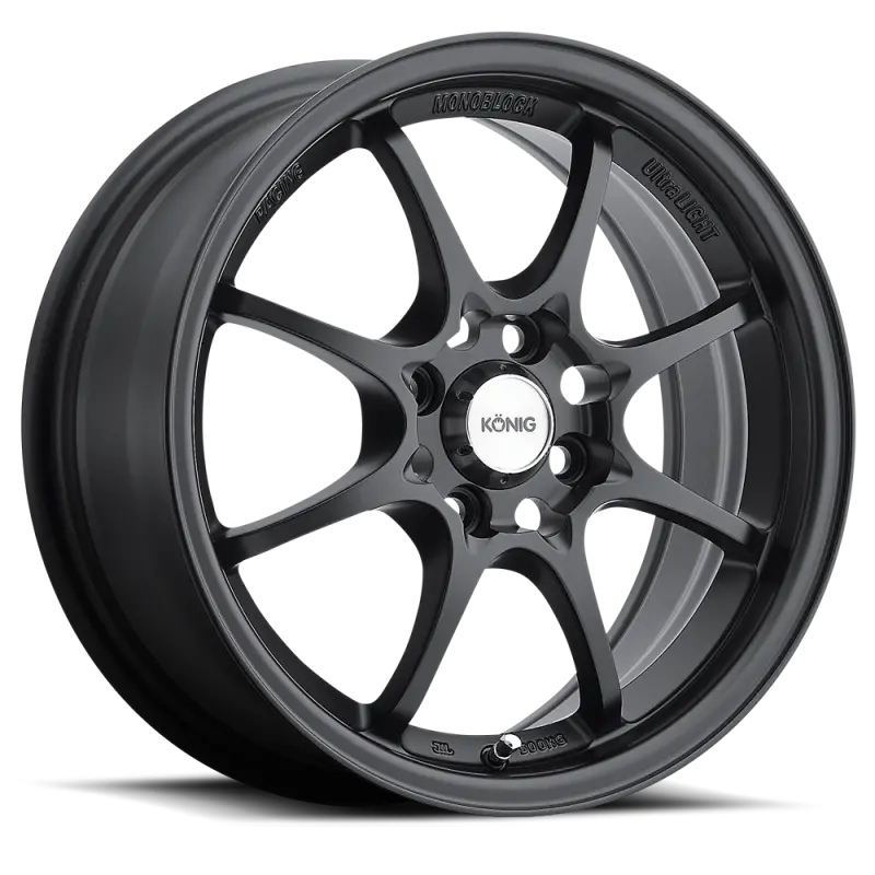 Konig Helium Alloy Wheel – 15X6.5 Inches, 4X100 Bolt Pattern, Et40 Offset, Flat Black Finish 1