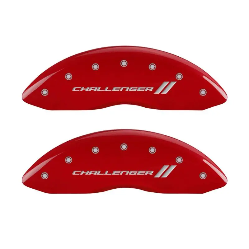 Mgp Engraved 4-Piston Caliper Covers – Front & Rear, Challenger Red/Silver Stripe Finish 1