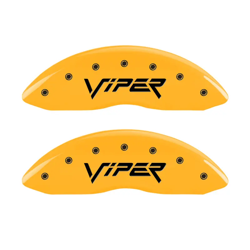 Mgp Engraved Caliper Covers – Front & Rear Set With Yellow Finish And Black Chrome Accents 1