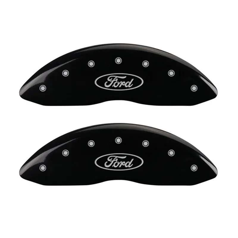 Mgp Front Set 2 Caliper Covers Engraved Front Oval Logo/Ford Black Finish Silver Ch 1